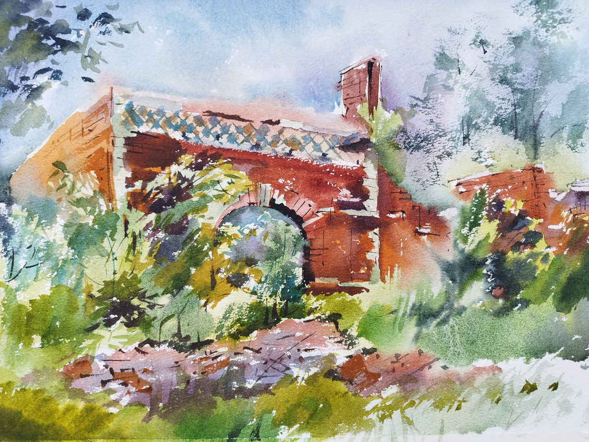 Мысово. Старая конюшня в Мысово, материалы: бумага, акварель, размер: 30 х 40 см. Источник: https://artsreda.ru