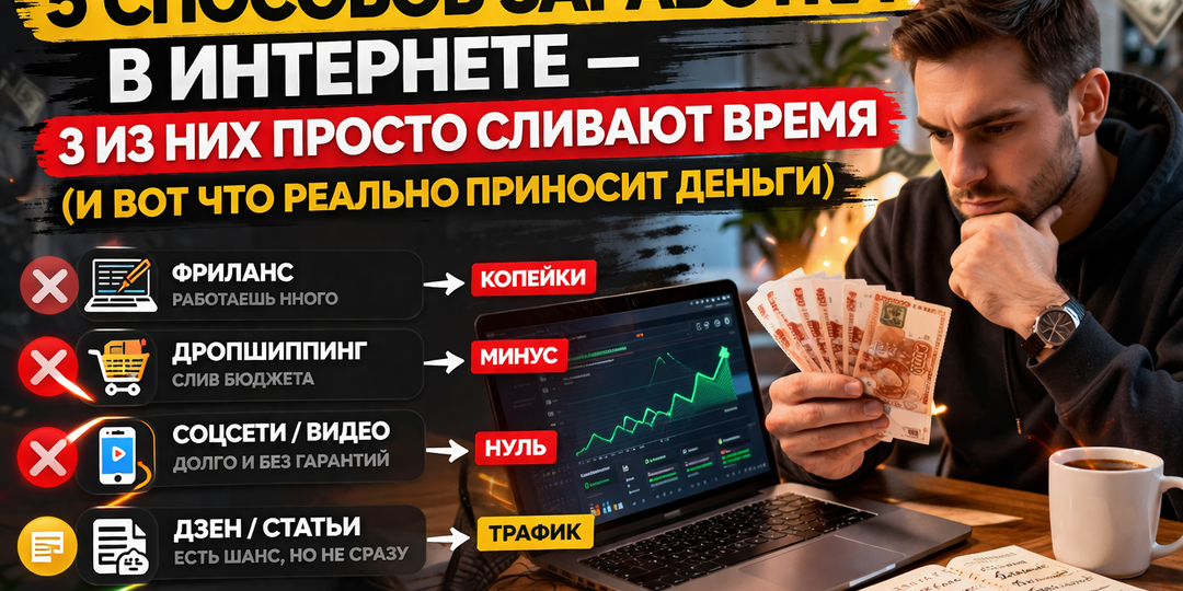 Я попробовал 5 способов заработка в интернете — 3 из них просто сливают время (и вот что реально приносит деньги)