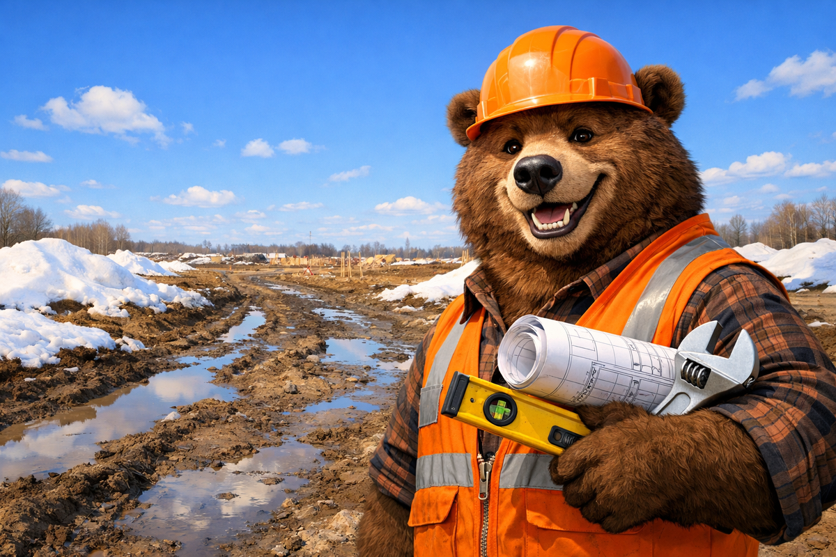 В марте стройка выходит из зимней спячки.