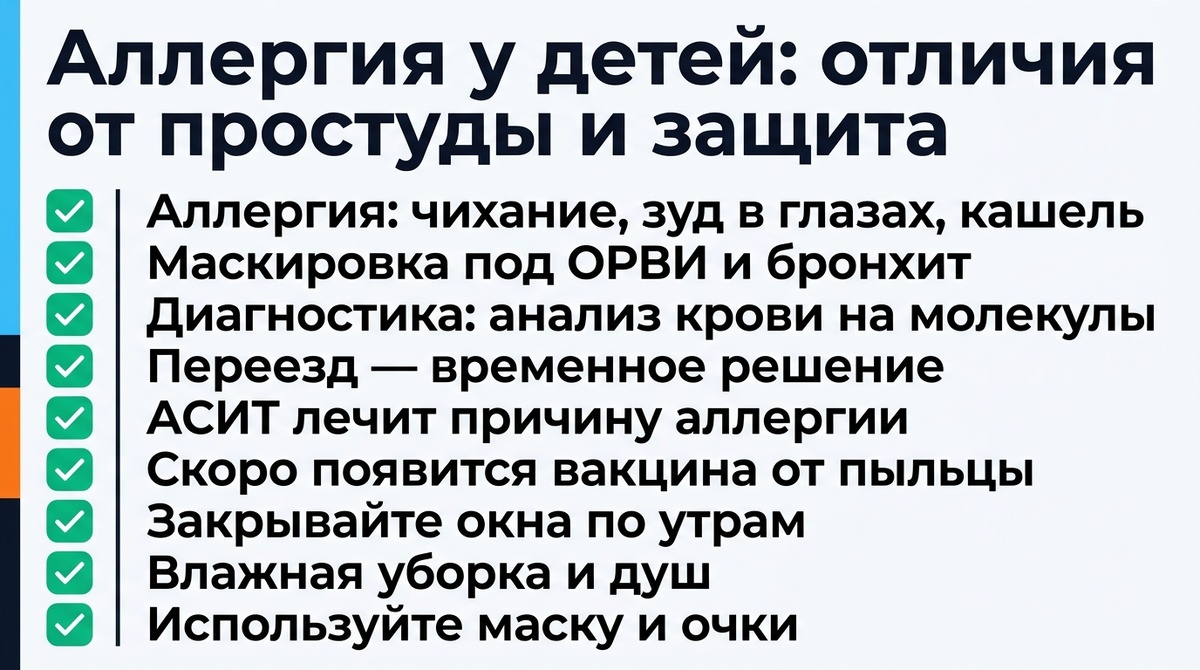 Аллергия у ребёнка: отличия от простуды и защита  📷
