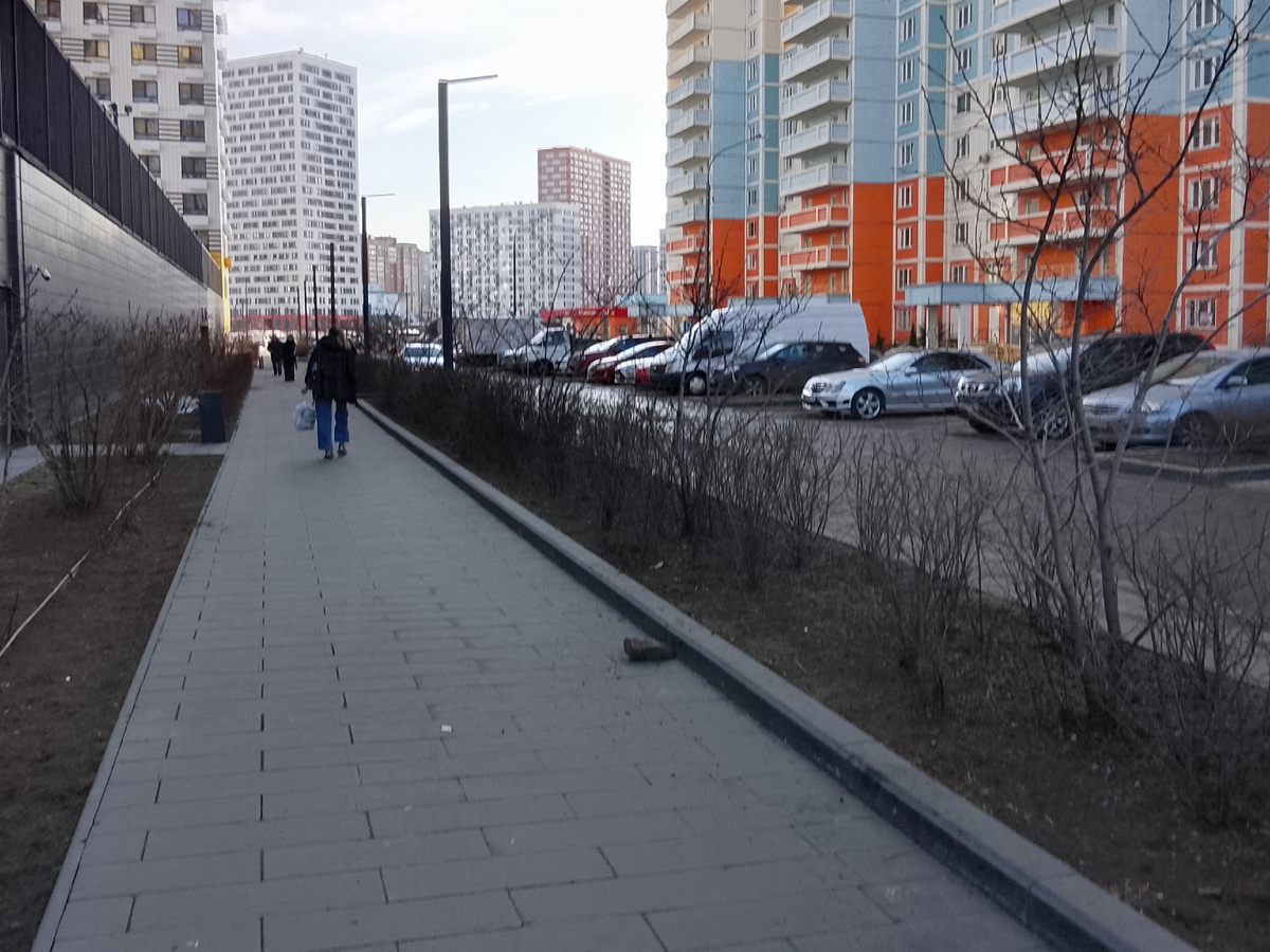 Яркие дома на окраине города. 