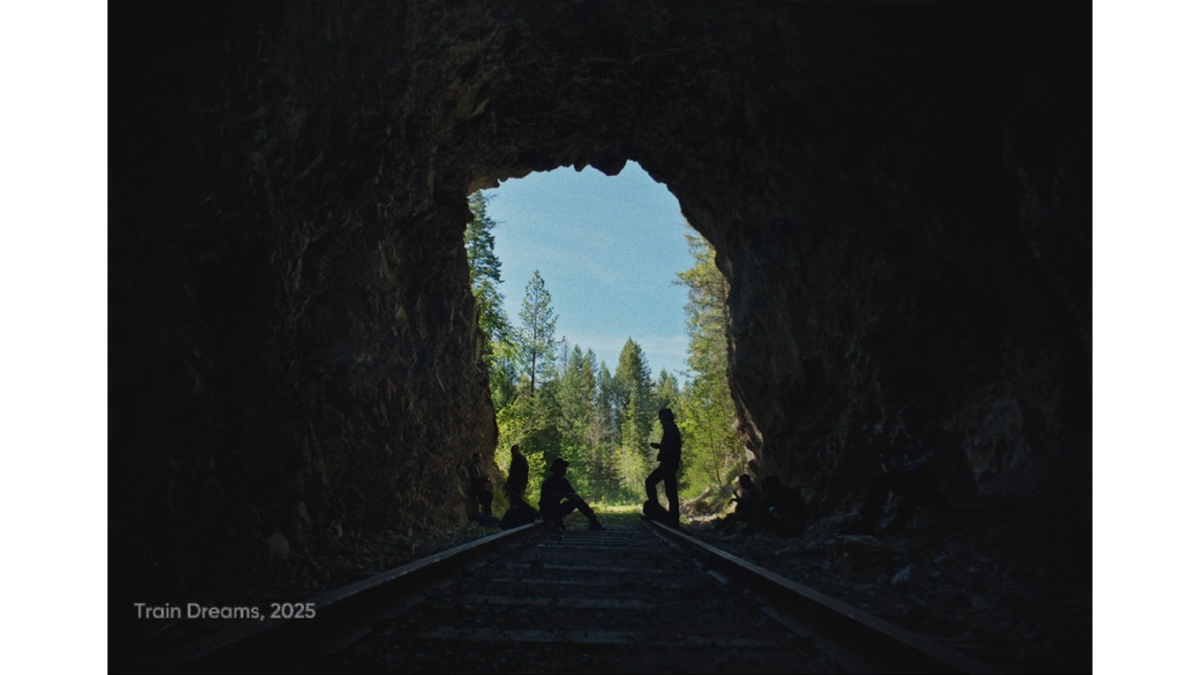 Один из первых кадров "Снов Поездов" - метафоричное движение к свету, к природе