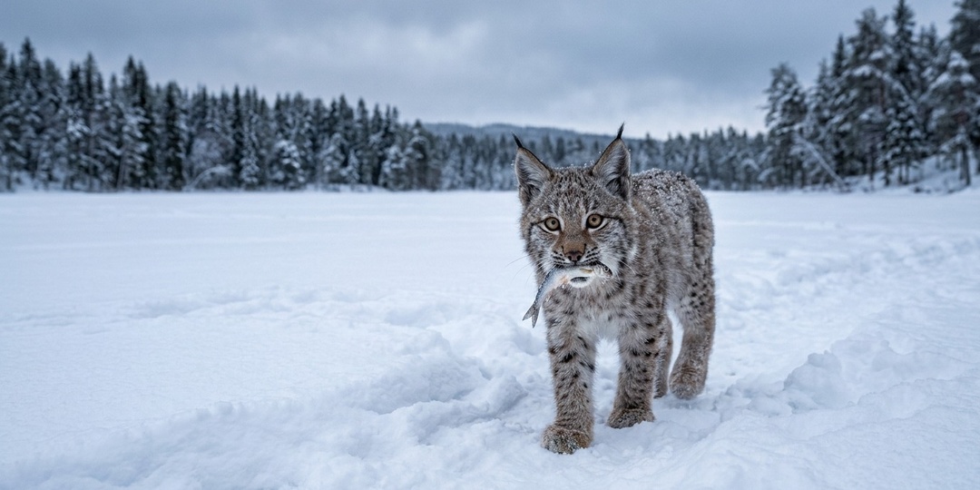 Рысёнок тащил мою рыбу в лес – я не понимал зачем