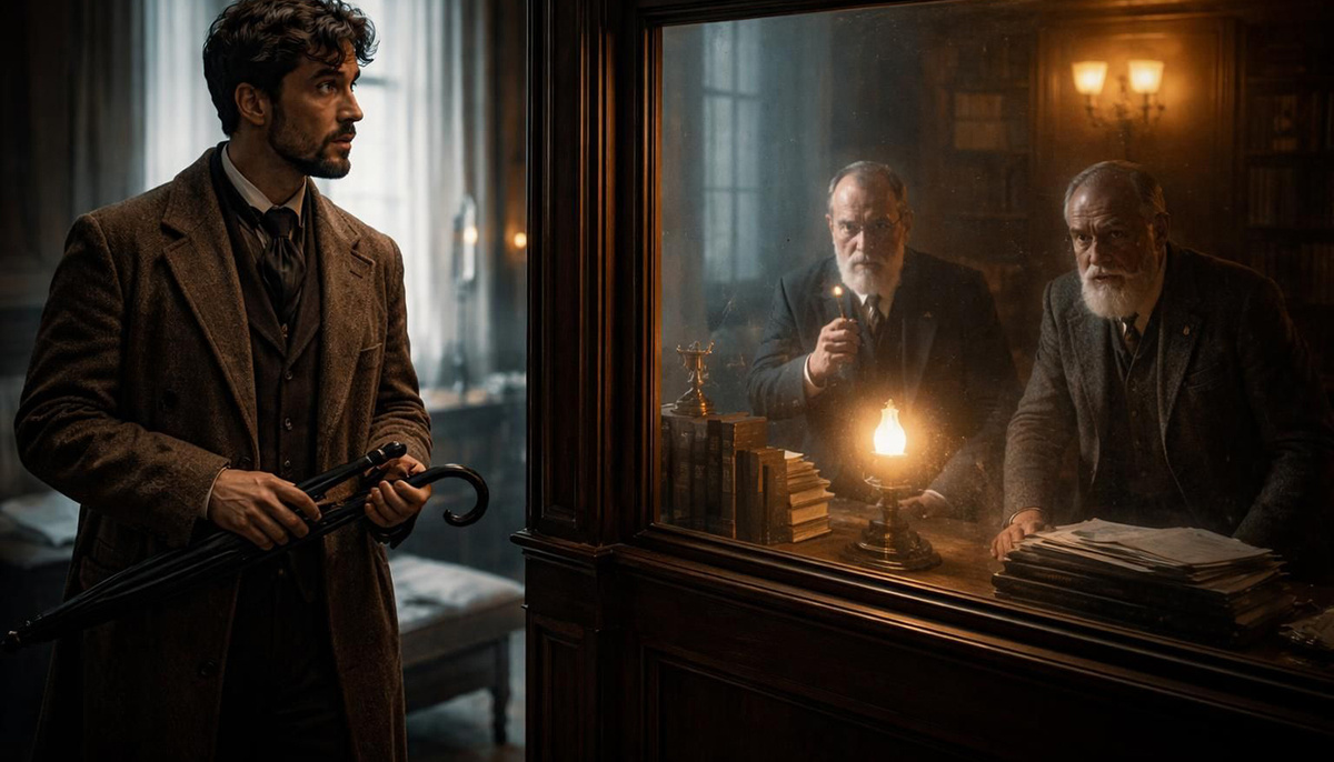 Человек проснулся после гипноза, взял чужой зонтик и вышел проветриться. На вопрос «зачем?» искренне ответил: «дышал воздухом». Фрейд, наблюдавший за этим, впервые задумался о механизме, который позже назовут рационализацией.