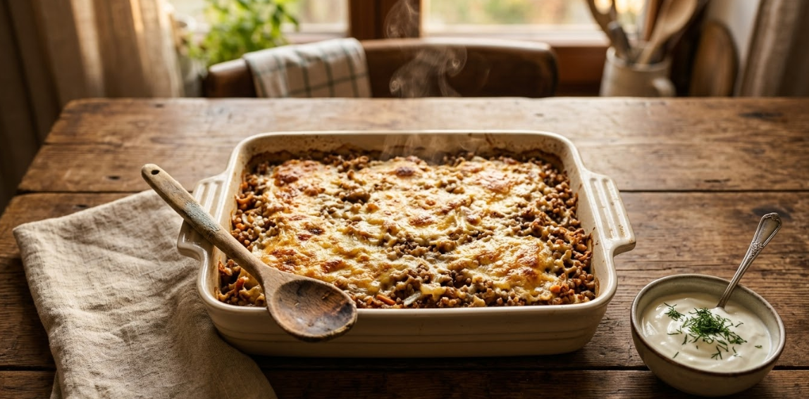 Гречневая запеканка с фаршем