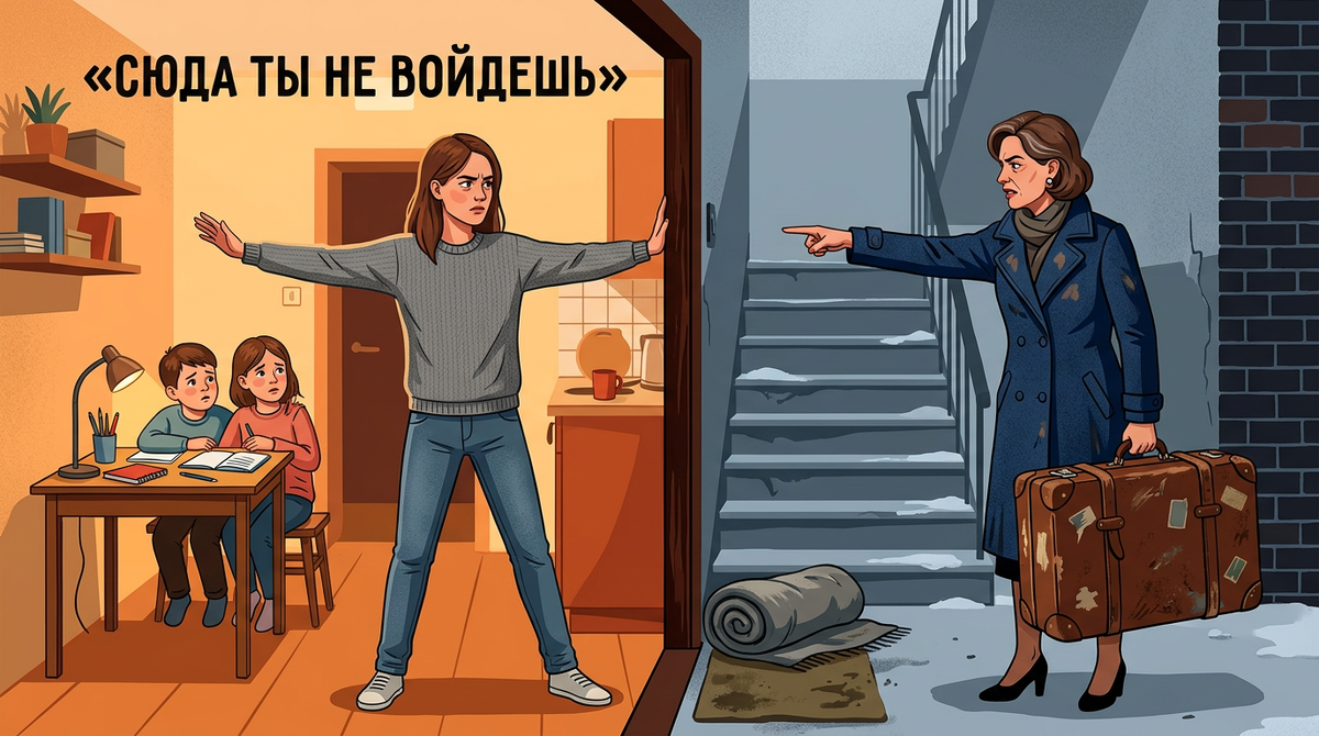 Мать продала квартиру ради нового мужа. Бизнес прогорел, муж выгнал. Теперь стоит у моей двери: «Ты обязана содержать». Я — обязана?