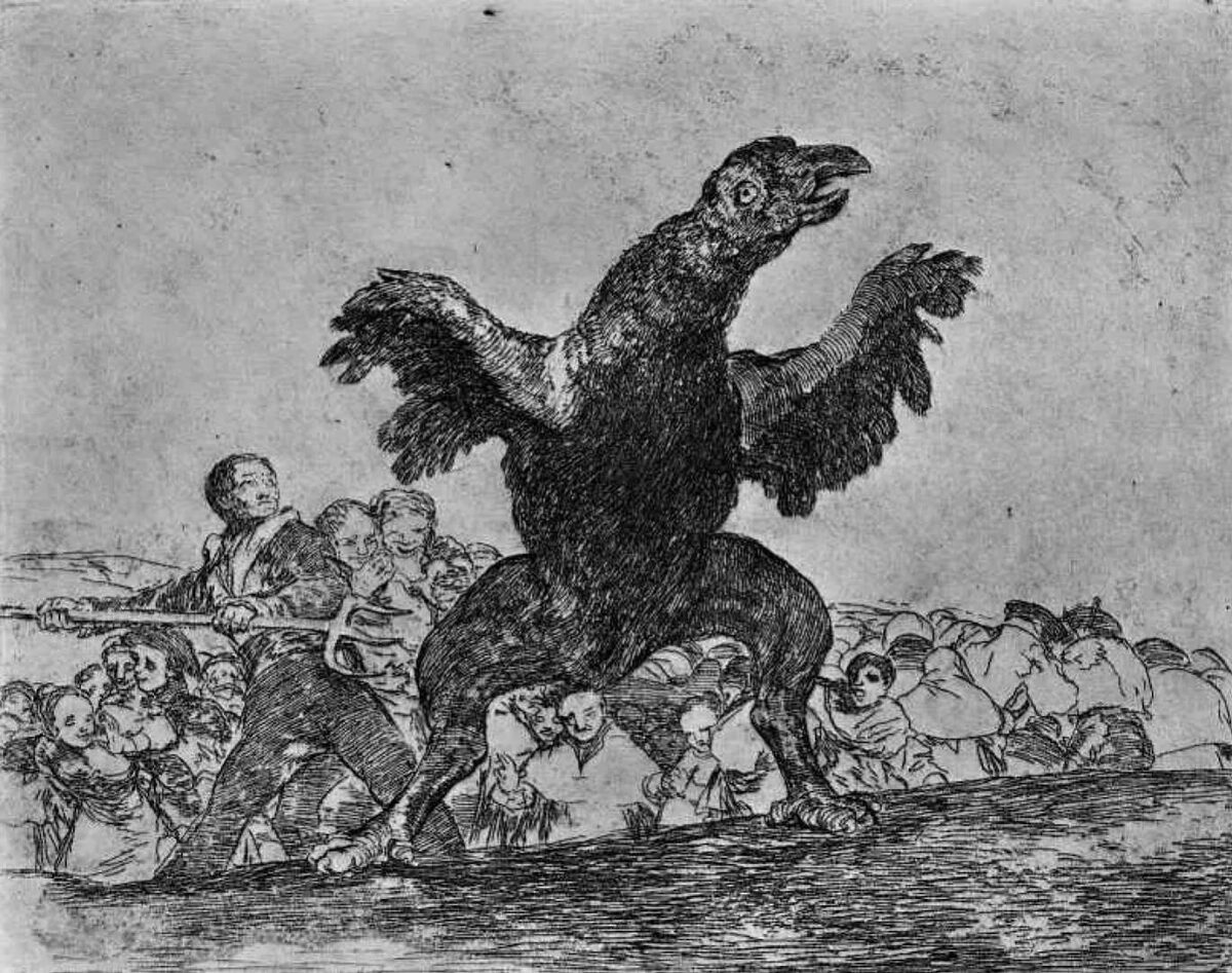     Франсиско Гойя. Питающийся телами стервятник (из серии «Бедствия войны»). 1814   
undefined