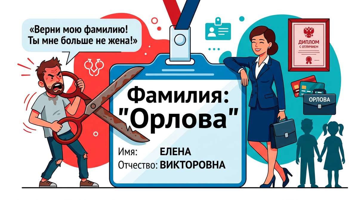 Я 12 лет живу под его фамилией. Под ней диплом, трудовая, пропуск в офис, кредитка, школьный журнал детей. Теперь бывший муж говорит, что я «позорю его род» и требует через суд забрать у меня даже её