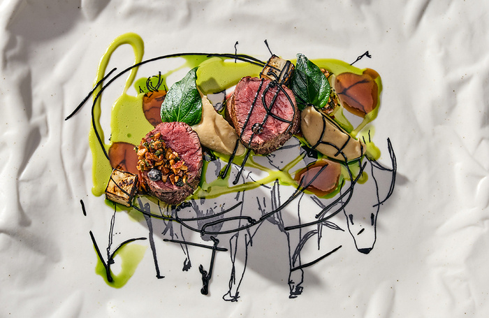    Вырезка оленя с сельдереем из сета, представленного в Bourgeois Bohemians.пресс-служба