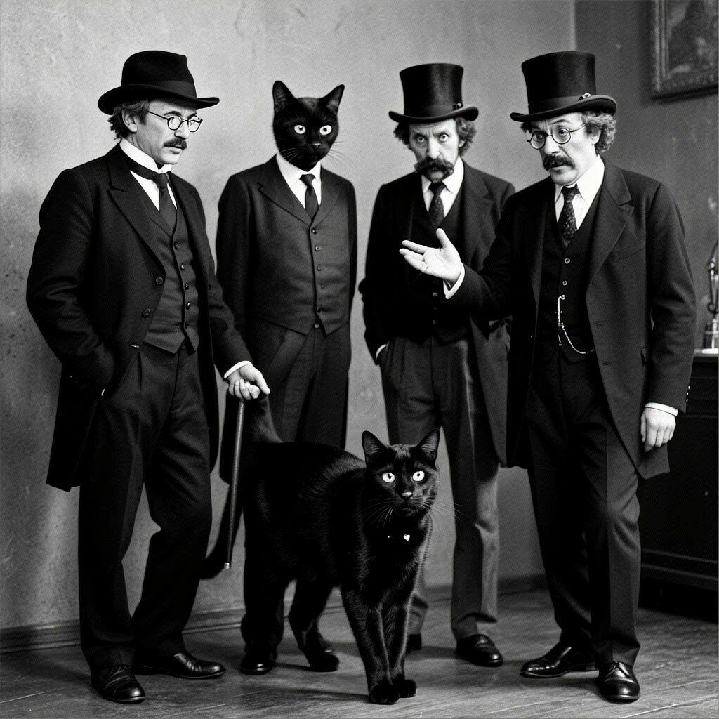 Боярский, Больцман и Шрёдингер тянут чёрного кота за хвост из-за угла. Левий, Матвей, Бахамут, Бегемот и прочие сказочные персонажи - тоже уместны, как ни странно.