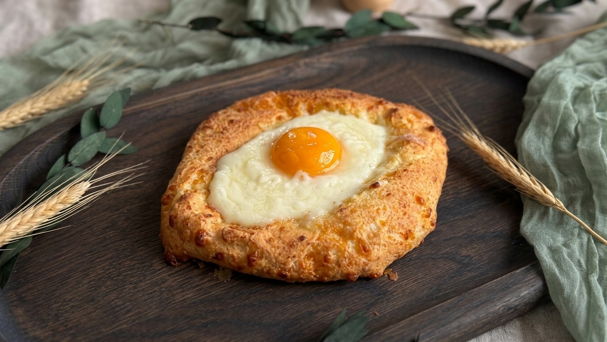 Это готовое пп-хачапури, мы с мужем его ели на двоих. Фото моё, как всегда)