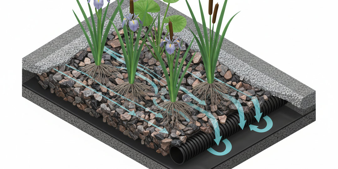 Как очистить пруд объемом в тысячи кубов без химии? Моя схема биоплато: два колодца, 400 отверстий и 30 метров фильтра.