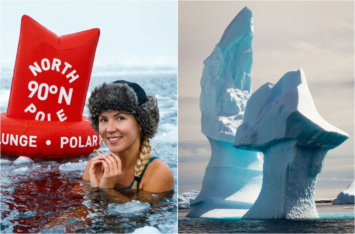 На Северном полюсе - купаются, на Южном - замерзают без спец снаряжения за 10 минут