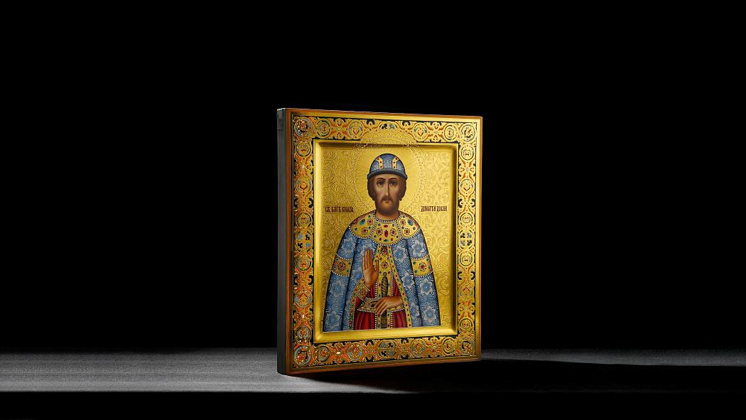 Икона ручной работы - Князь Дмитрий Донской (поясная)
