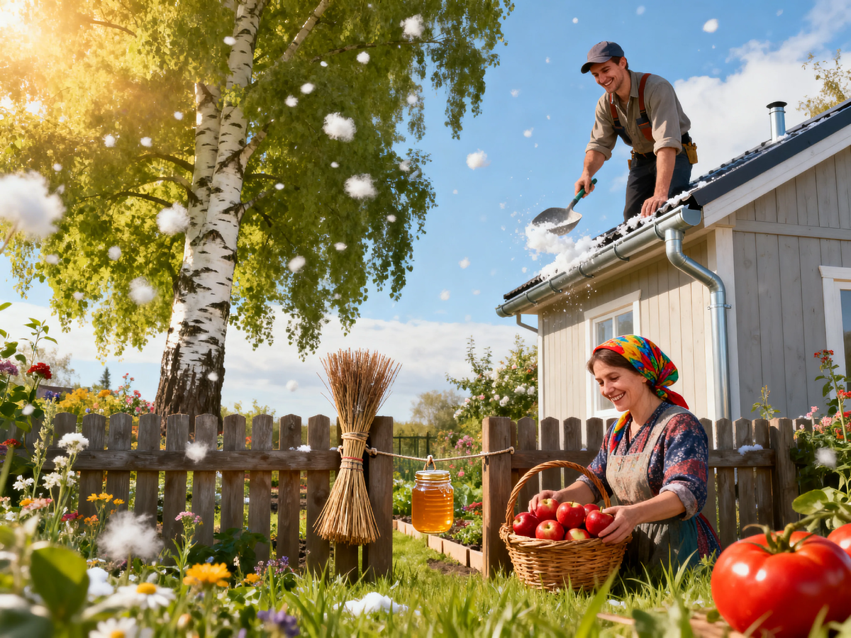 Даже тополиный пух может быть красивым, когда соседи договорились и дереву сделали правильную стрижку 🌳😊