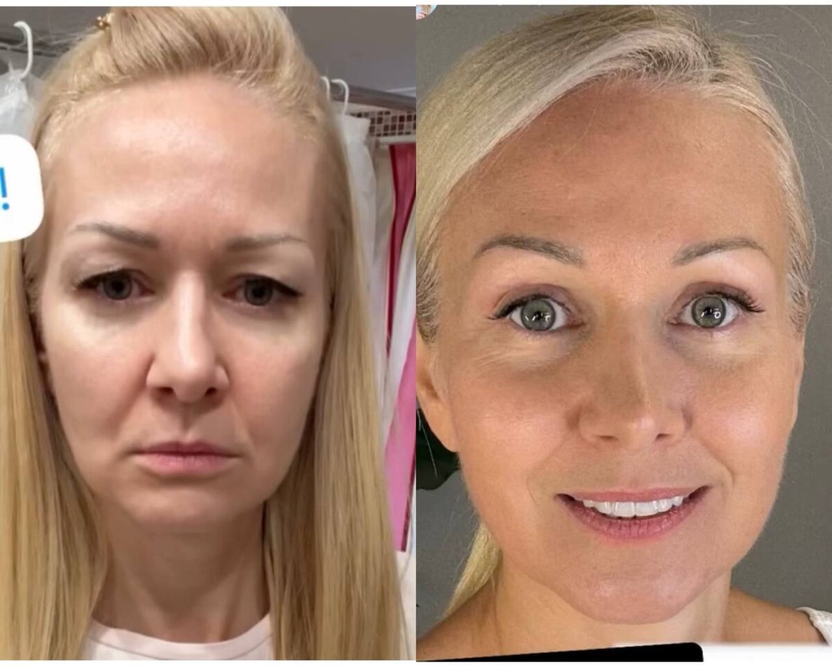 Слева- я после позднего ужина сушами и пиццей. Справа - мое обычное состояние после занятий.