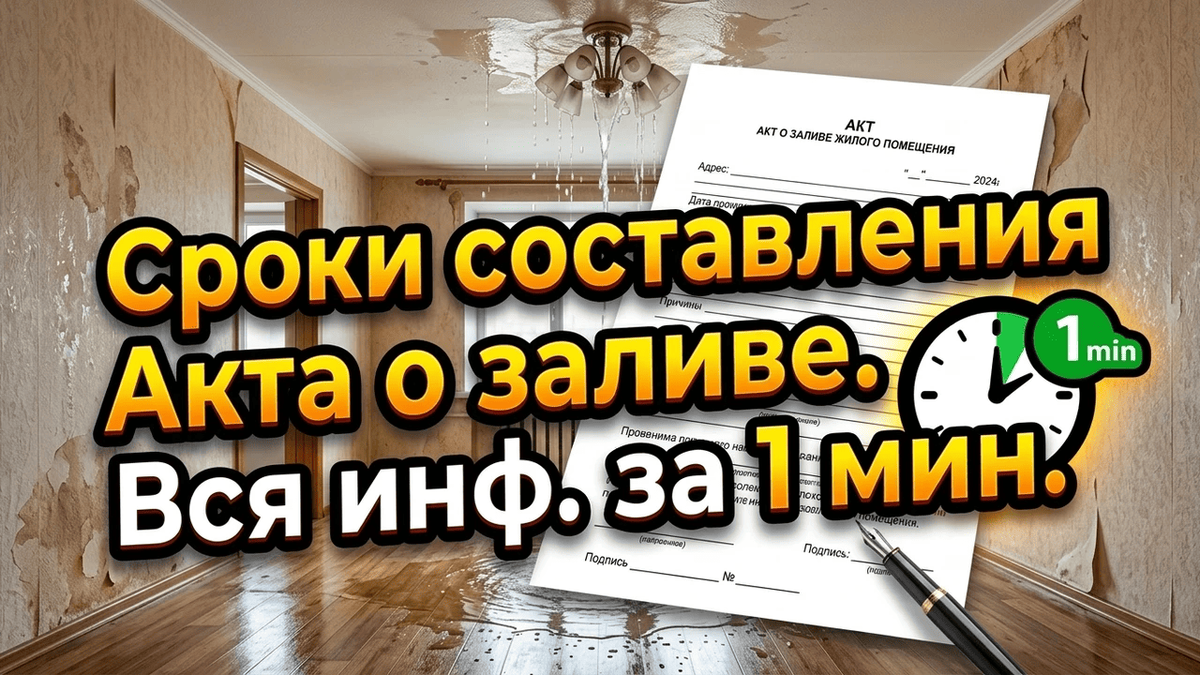 Сроки составления акта о заливе , акта о затоплении, акта осмотра