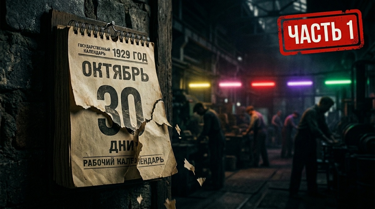 Разорванный советский календарь 1929 года, непрерывка