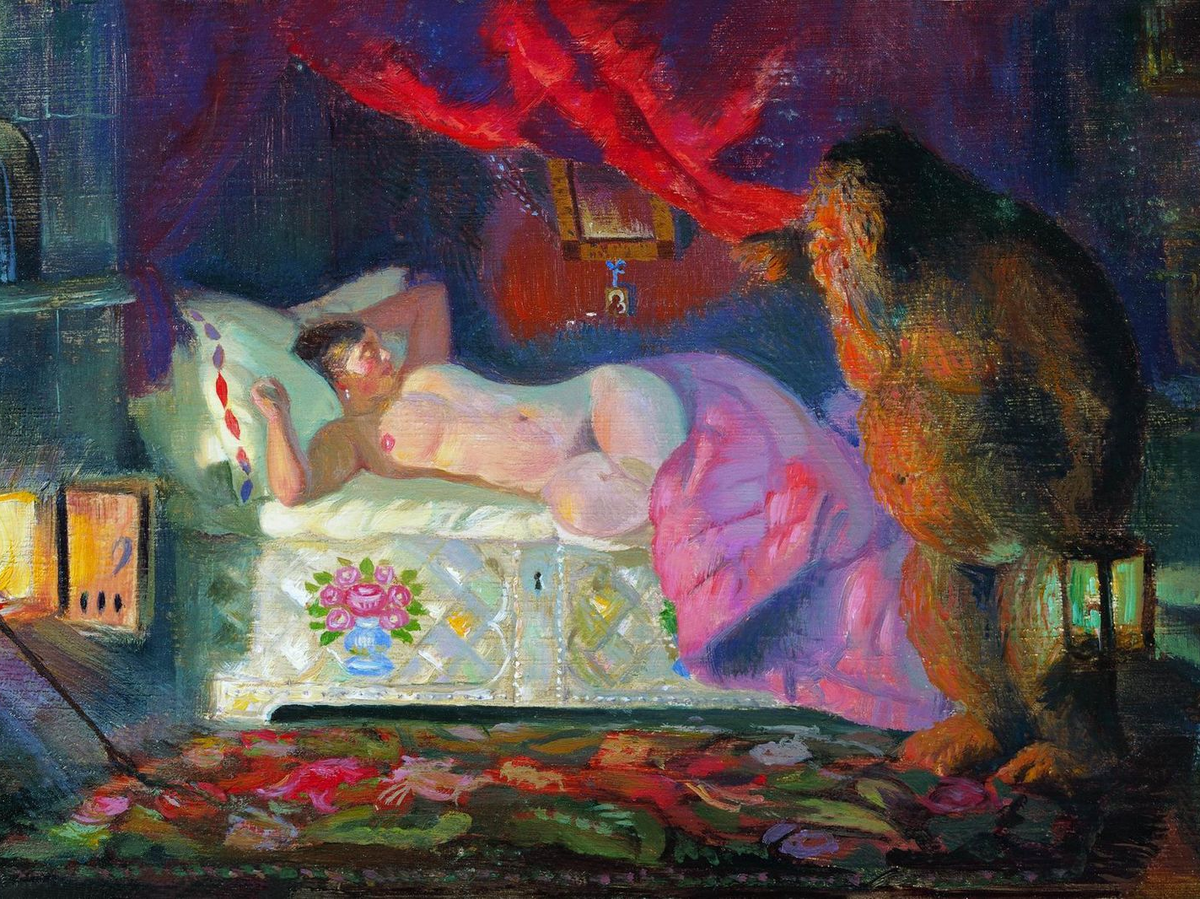 Борис Кустодиев "Купчиха и домовой", 1922