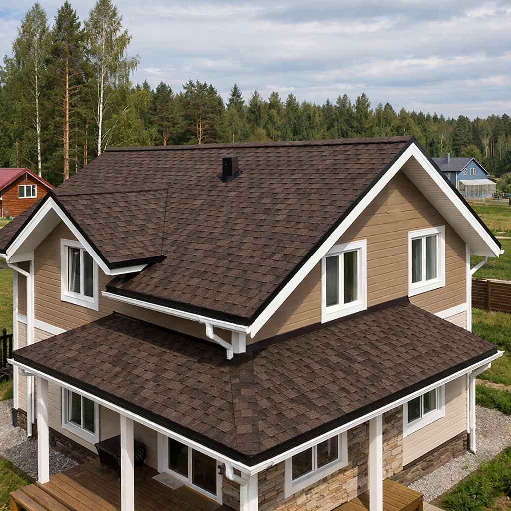 Пример: Гибкая черепица для кровли каркасного дома