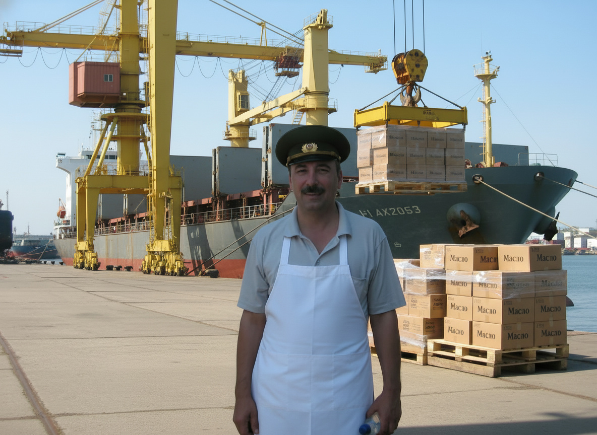 Вадик Кольцов в ленинградском порту.
