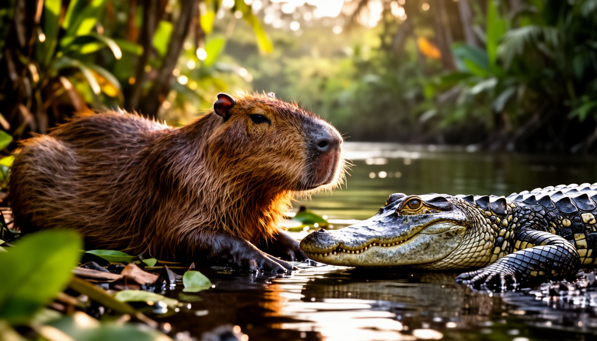 Капибара не пахнет страхом – её нервная система не посылает сигналов тревоги, запускающих охотничий инстинкт. Высокий уровень серотонина и окситоцина буквально выключает крокодила из режима хищника.
