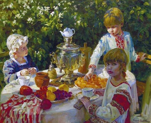 Лучанова Полина Борисовна (Род. 1977). Дети на даче. 2013.