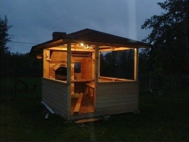 Поэтапное строительство беседки с печью на участке