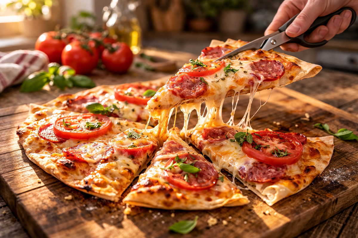 Пицца на лаваше в духовке или на сковороде за 10 минут