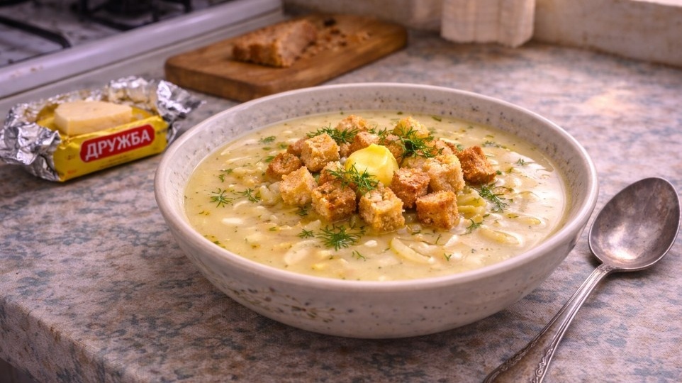 Сырный супчик с гренками