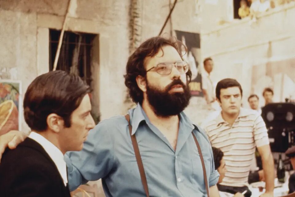 Аль Пачино и Фрэнсис Форд Коппола на съемочной площадке фильма "Крестный отец" | 1971 год