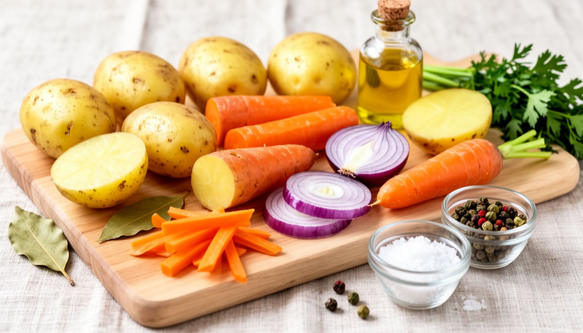 Иллюстрация ингредиенты быстрого супа