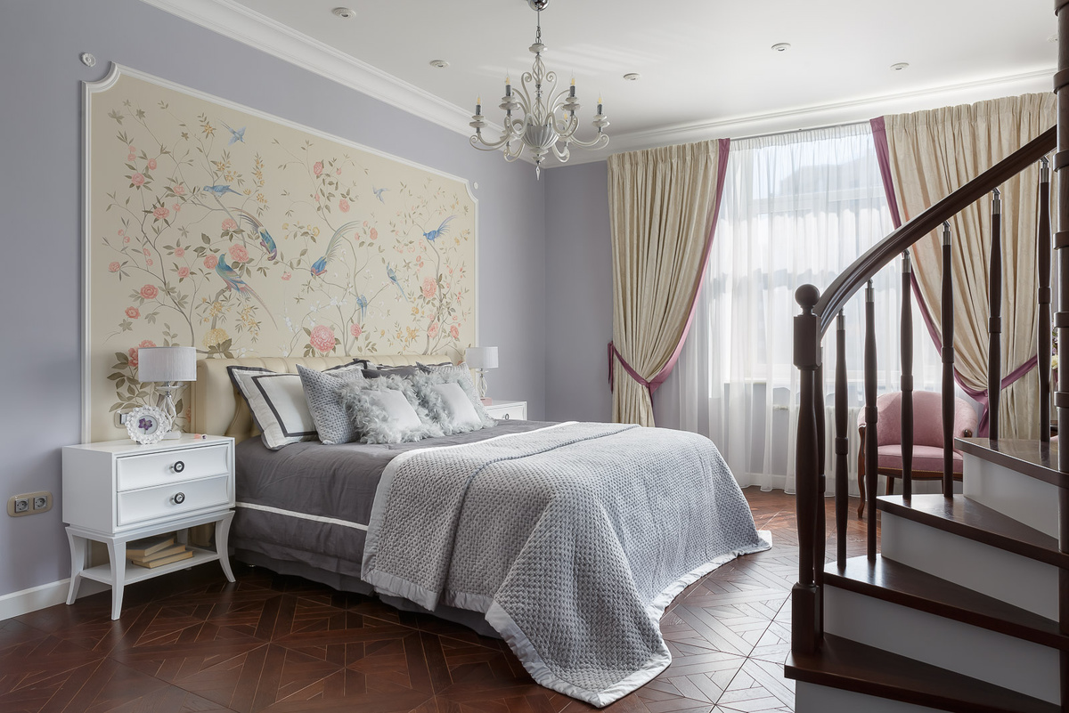 Дизайн спальной комнаты квартиры в ЖК Классика.Двухуровневая квартира в ЖК Классика. Смотреть фото и видео реализованных проектов студии https://ininteriorstudio.ru/realizovano