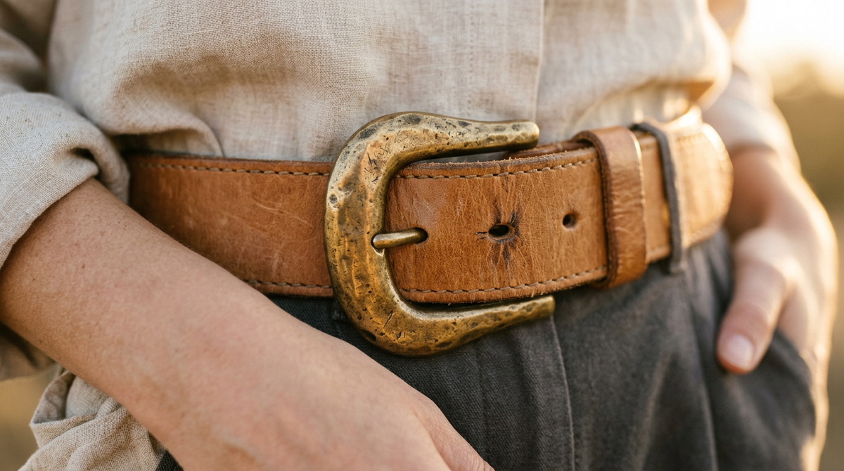 Пряжка как главная деталь — работает только на нейтральном фоне