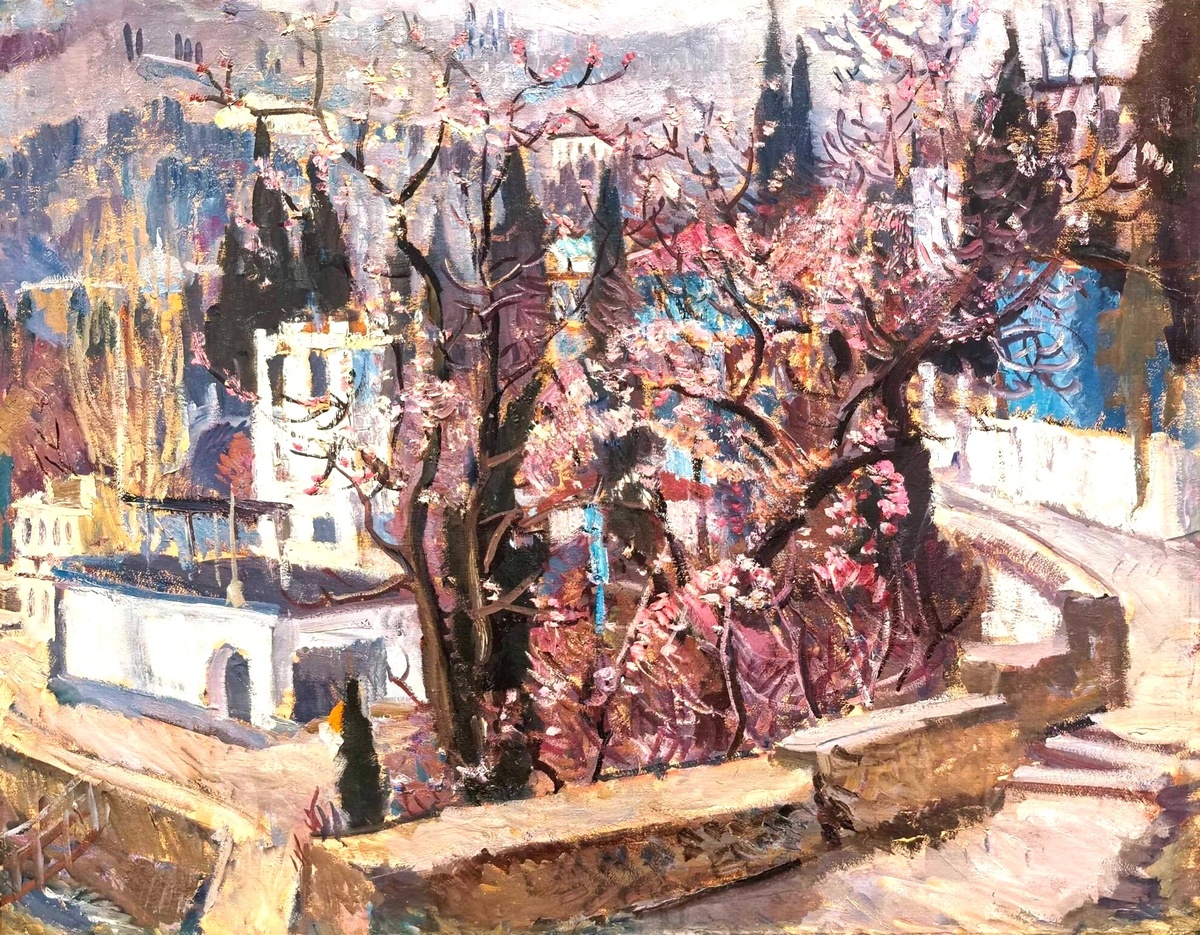 Нина Сергеева, «Весна в Гурзуфе», 1975 год. Картон, масло. 80х100. Из художественного собрания Музея Норильска. Источник: norilskmuseum.ru