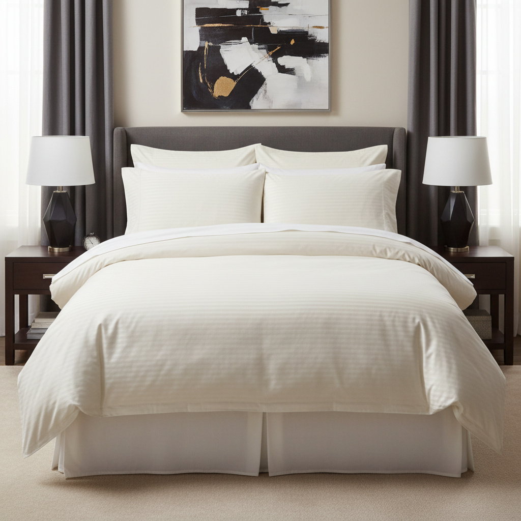 Комплект постельного белья семейный Lameirinho Jacquard Stripes