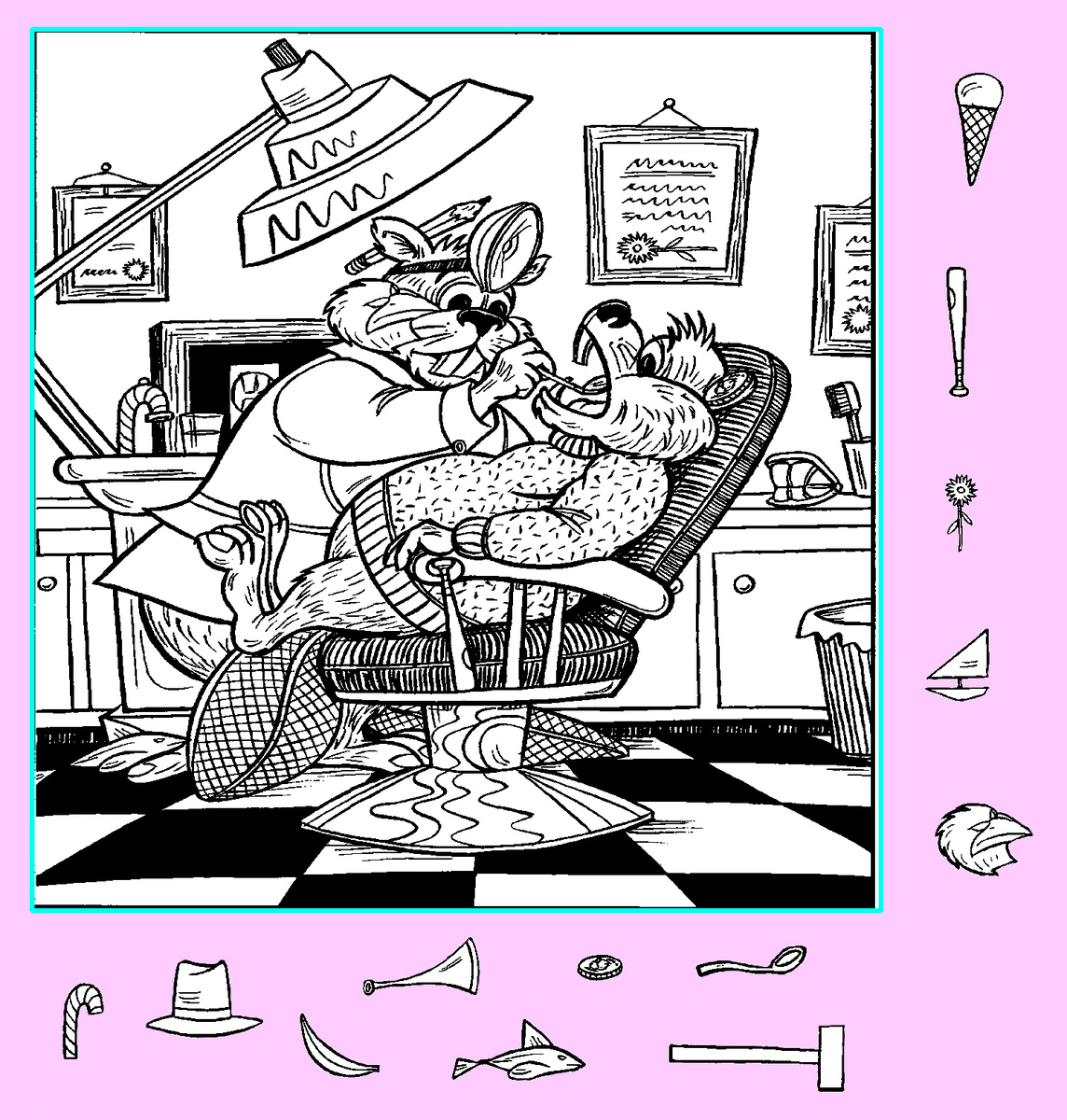 Тест на внимательность: найди цветок, биту, ложку и другие предметы. Картинка подготовлена автором