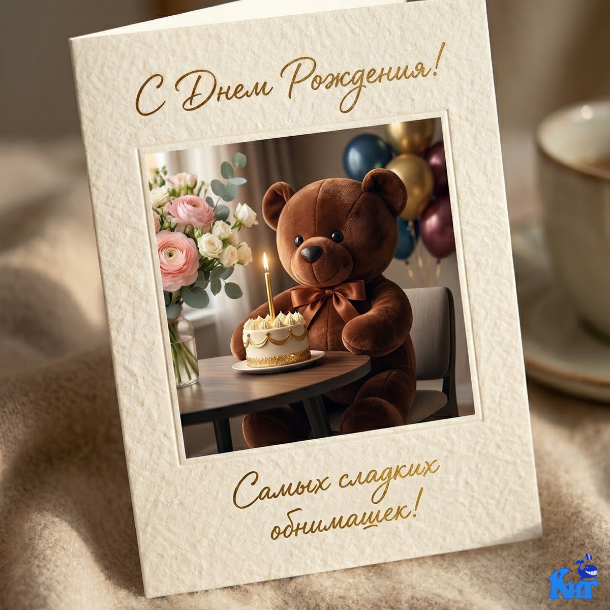 Открытка с плюшевым мишкой Климом