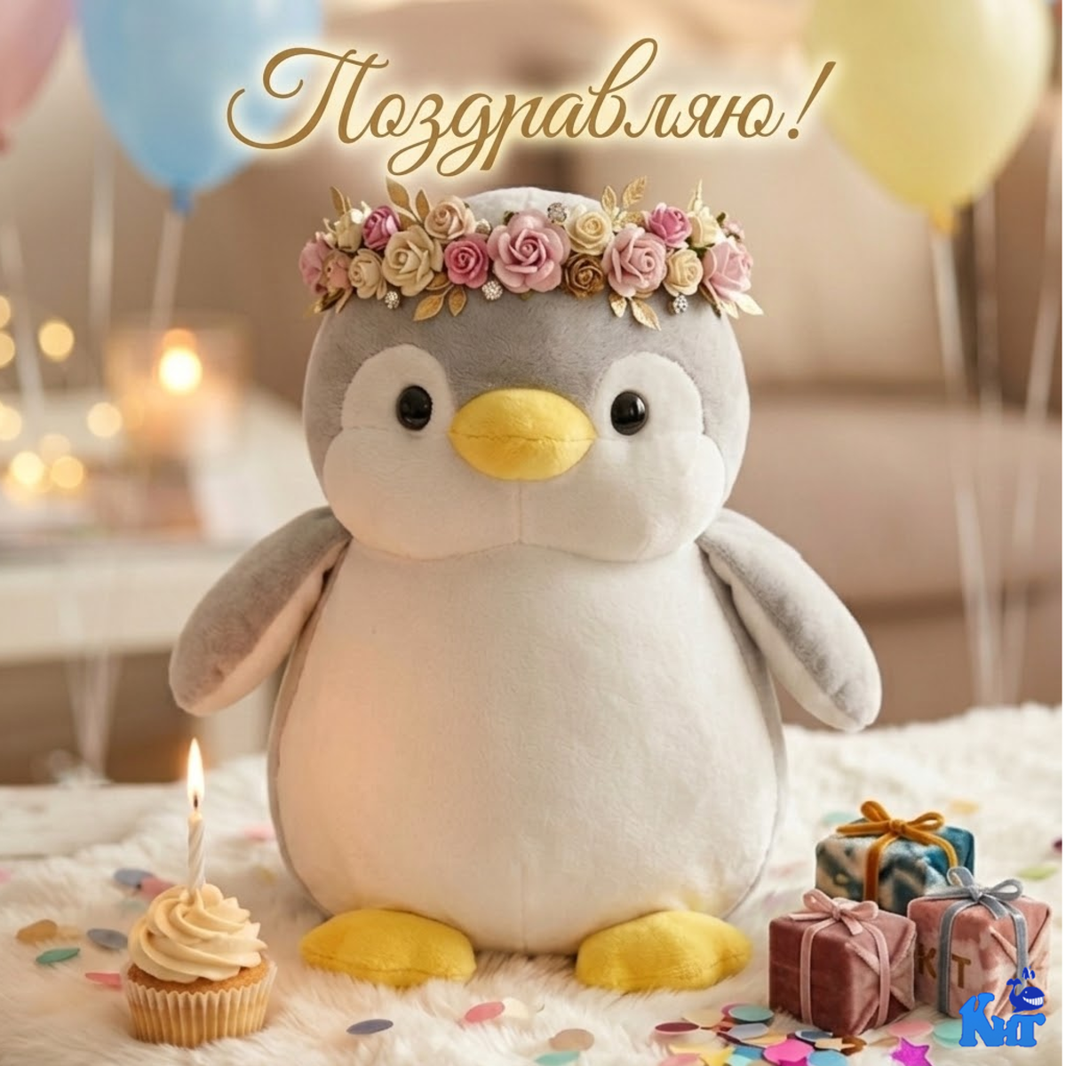 Открытка с пингвином Пигги