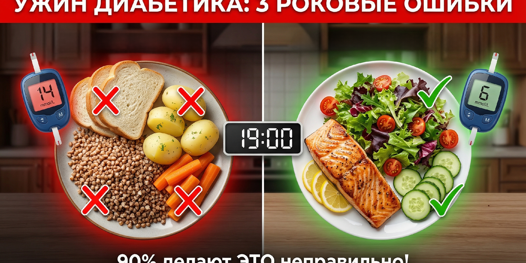 Ужин диабетика: 3 роковые ошибки, которые поднимают сахар ночью (и как их избежать)