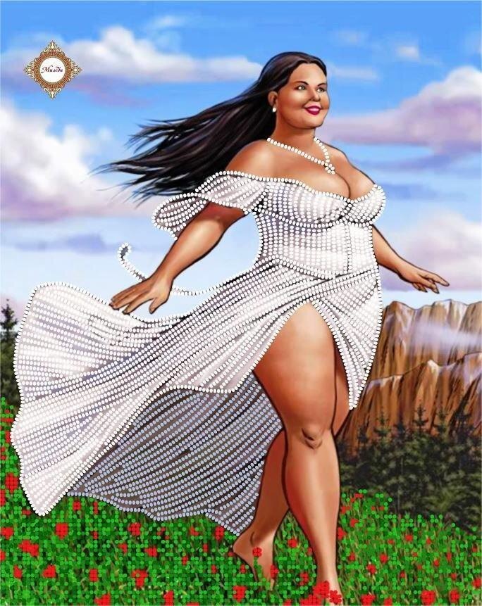 Схема для вышивки. Красавица очень похожа на мою соседку.