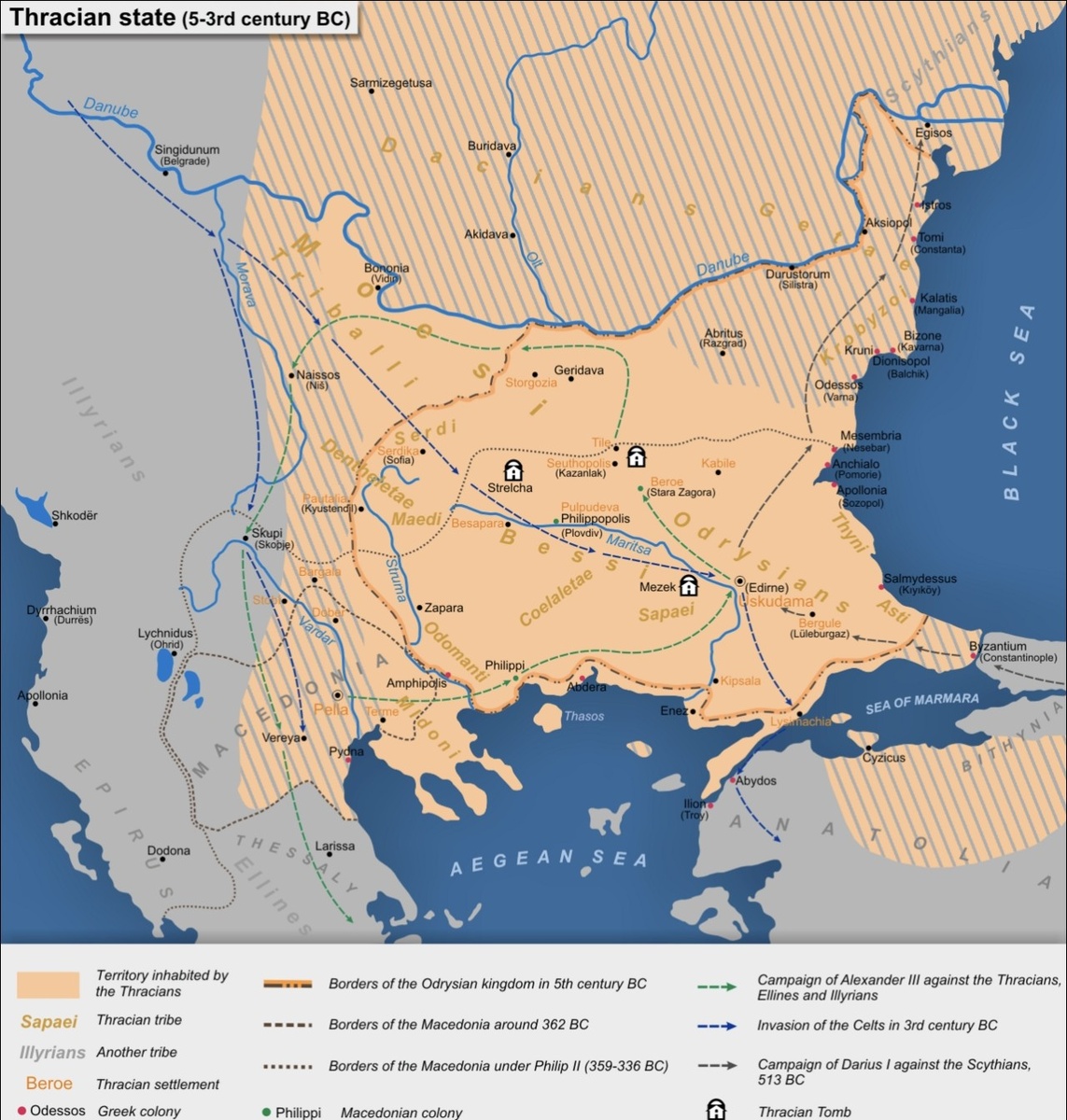Карта Одрисского царства, из Интернета. 