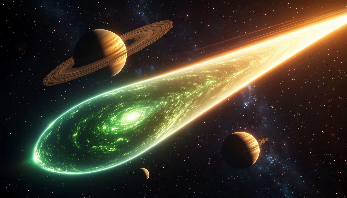 Яркое сверхбыстрое космическое тело мчится к краю Солнечной системы.