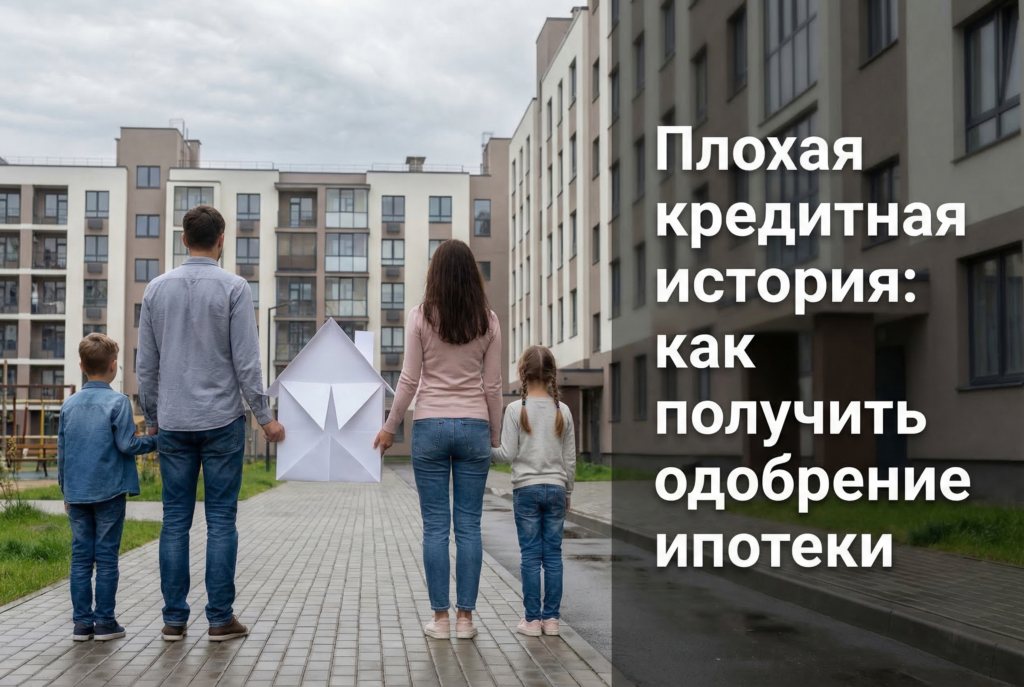    Пошаговый алгоритм действий для одобрения ипотечного кредита с низким кредитным рейтингом. sklyuchom