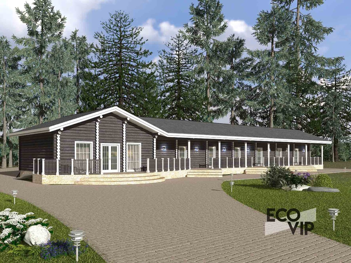 Проект отеля из оцилиндрованного бревна