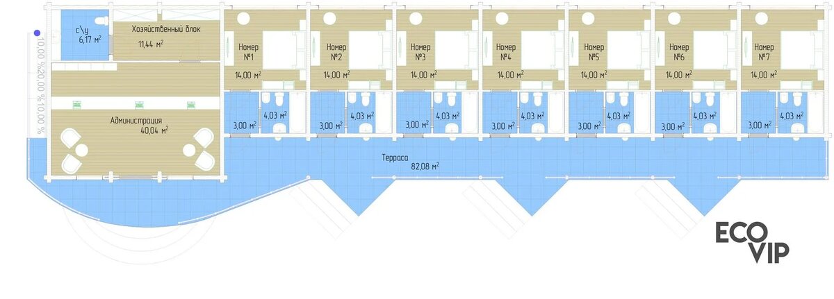 Проект отеля из оцилиндрованного бревна