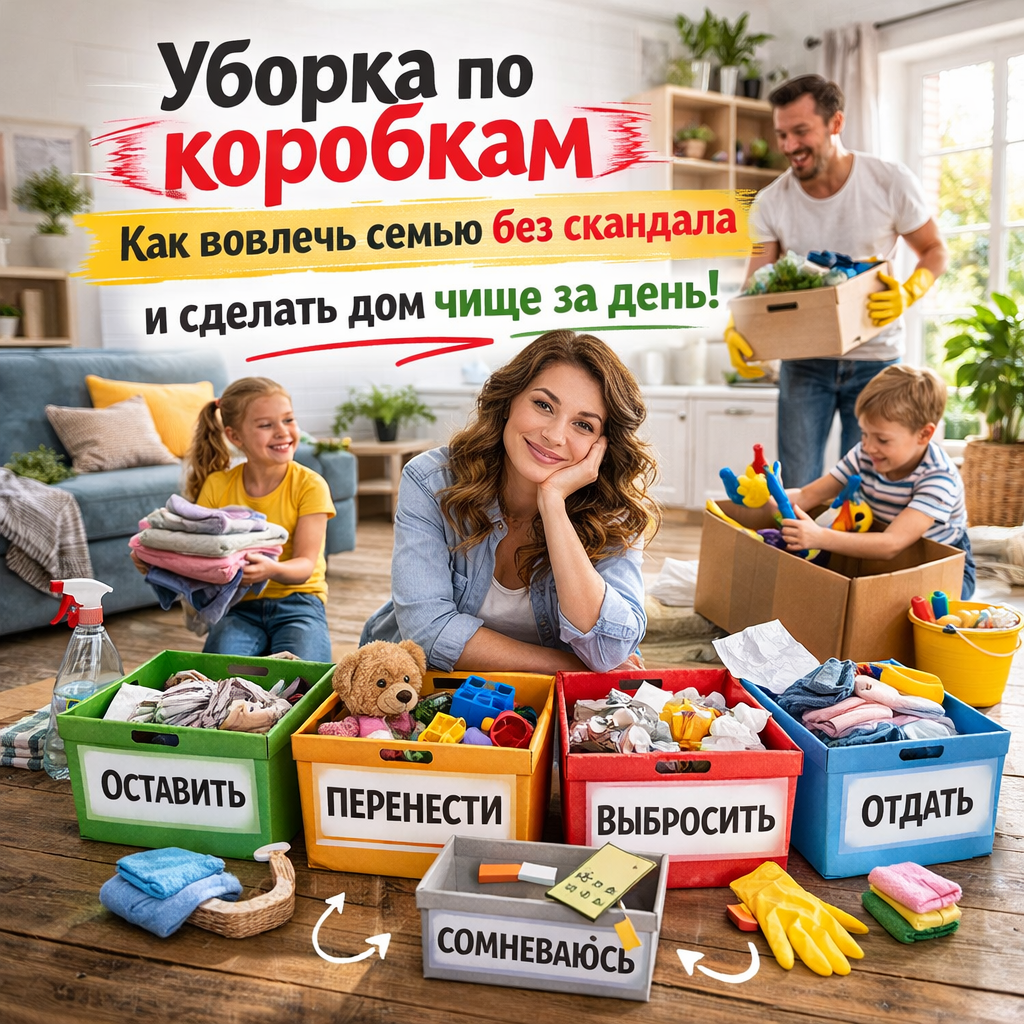 Семья включилась в уборку