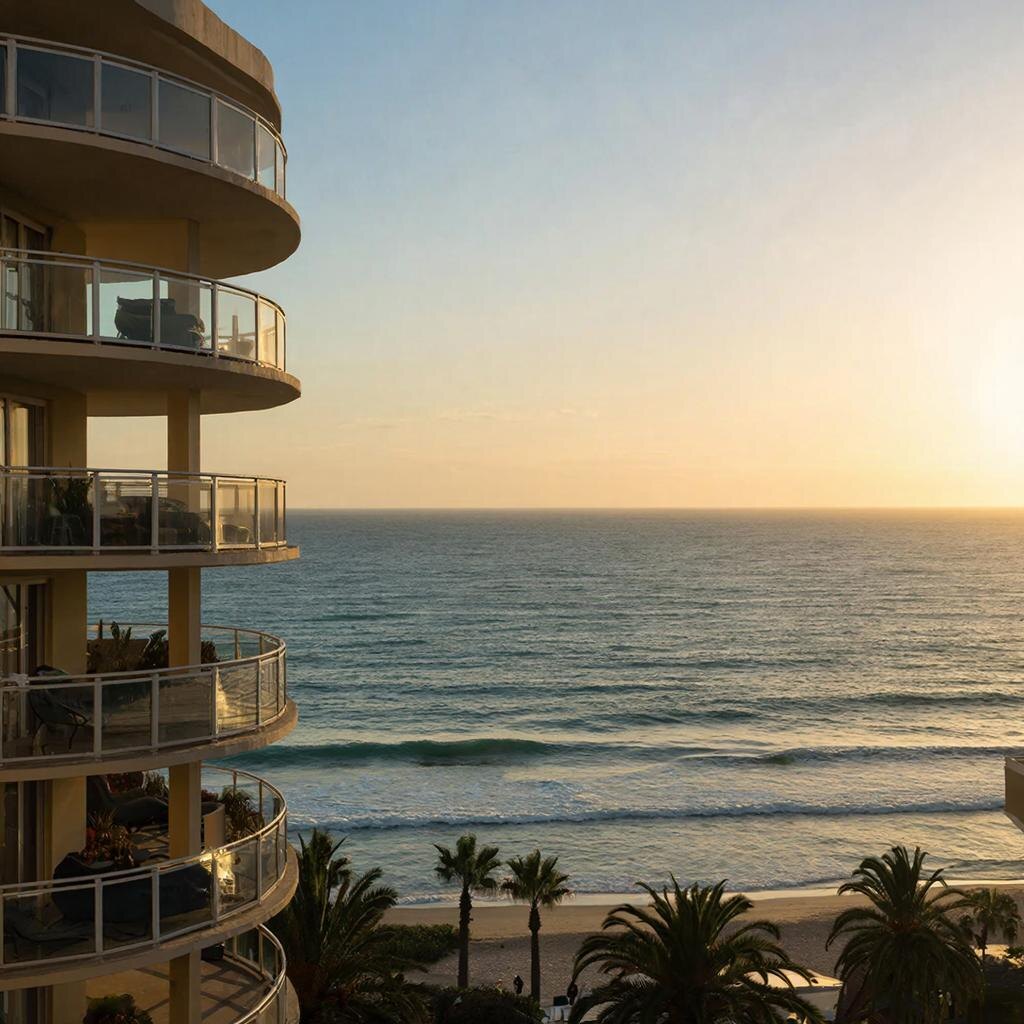 Сгенерировано. Вид на море с балкона санатория