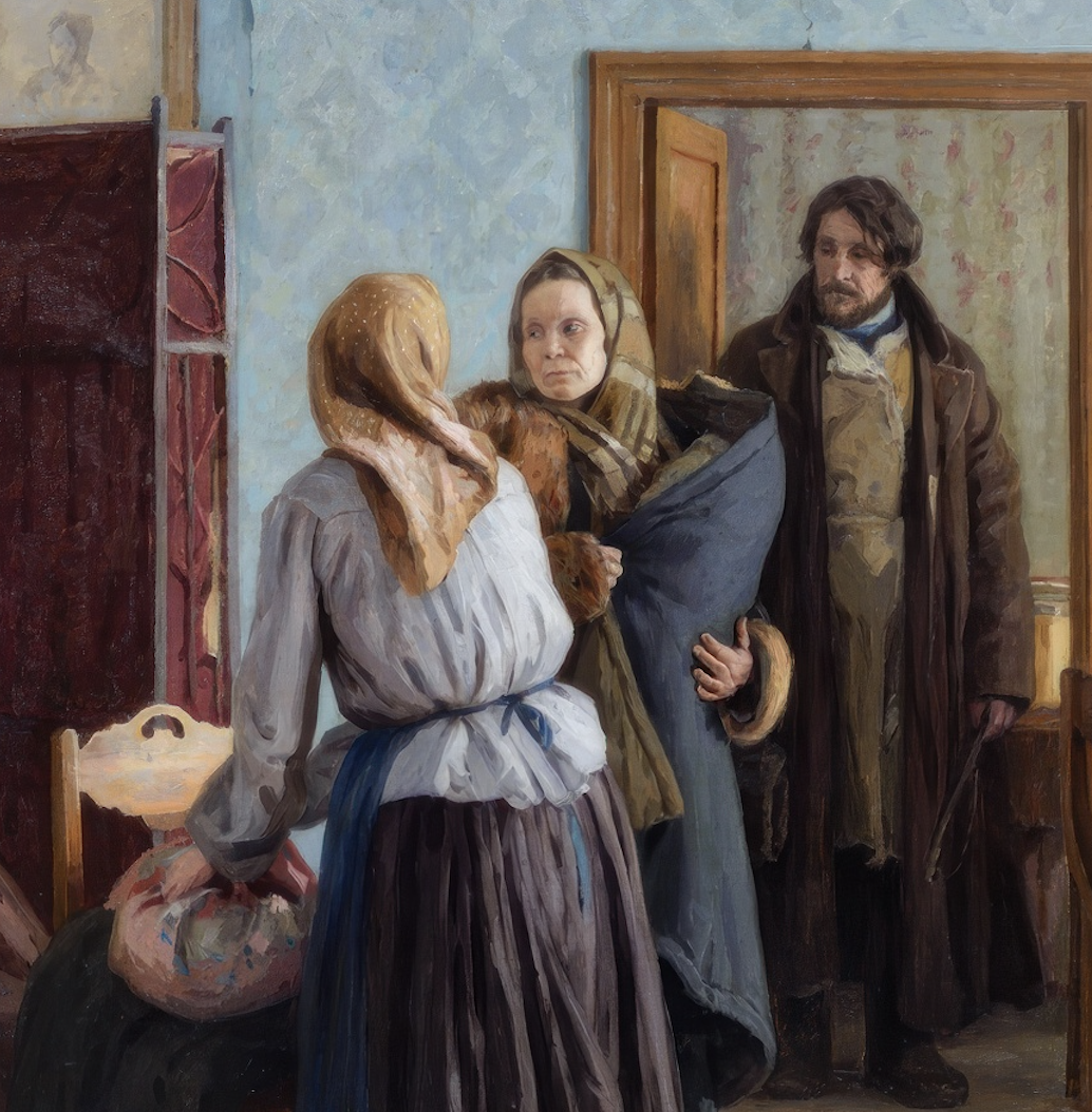 Михаил Игнатьев «В питомки. Прощание», фрагмент картины