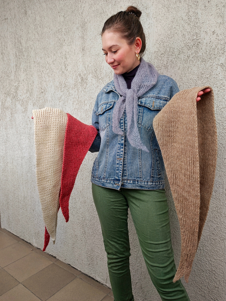 Собрала целую коллекцию: четыре бактуса-косынки 📐